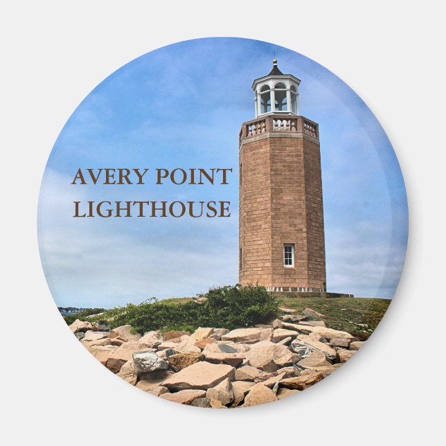 Avery Point Lighthouse, Connecticut Round Magnet (Vorne)