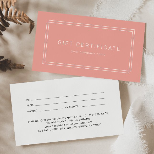 AVERY Rosé Pfirsich Geschäftsgutschein (AVERY Blush Peach Business Gift Certificate)