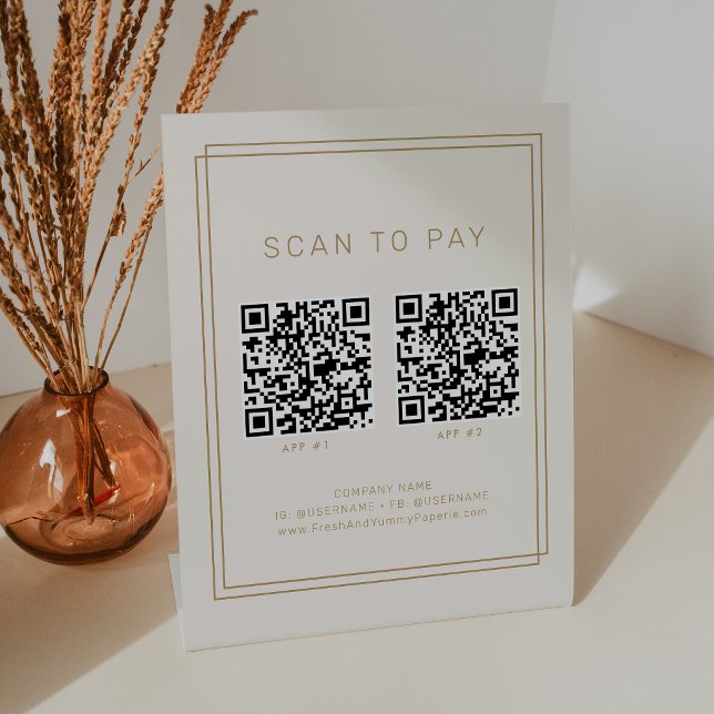 AVERY Vintage Gold Business 2 Apps Scan To Pay Sockelschild (AVERY Vintage Gold Business 2 Apps Scan To Pay Pedestal Sign)