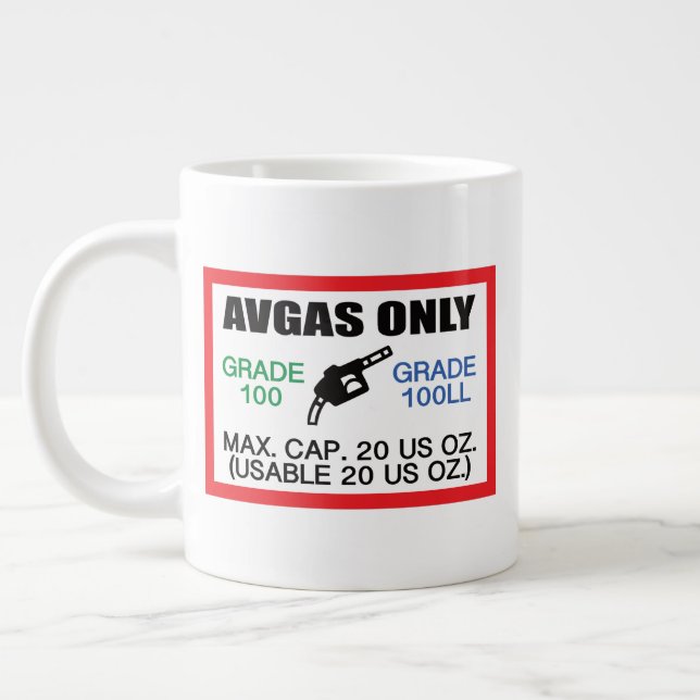 AVGAS / 100LL fuel only Jumbo-Tasse (Links)