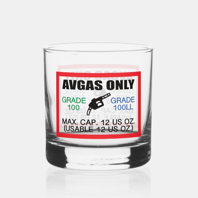 AVGAS / 100LL fuel only Whiskyglas (Rückseite)