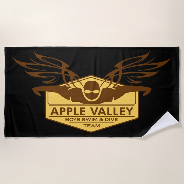 AVHS Boys Swim Diving Logo Handtuch Braun Gold (Vorderseite)