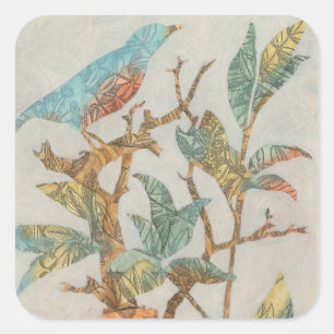 Aviäre Collage I Quadratischer Aufkleber