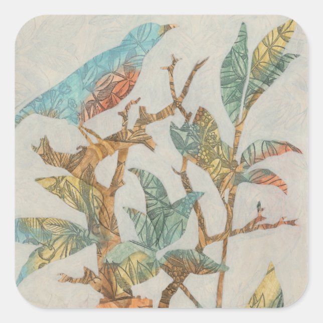 Aviäre Collage I Quadratischer Aufkleber (Vorderseite)