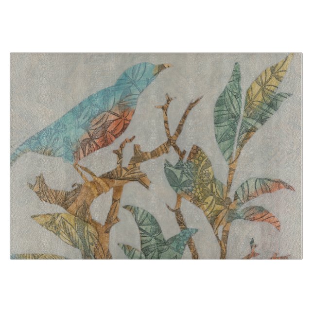 Aviäre Collage I Schneidebrett (Vorderseite)