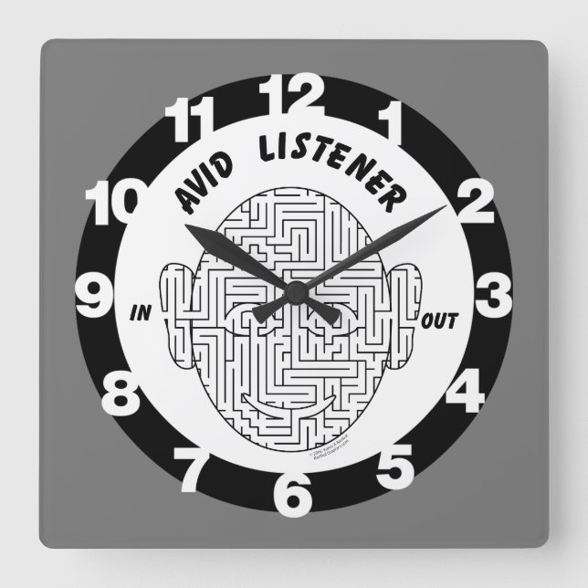 Aviäre Listener Quadratische Wanduhr (Vorderseite)