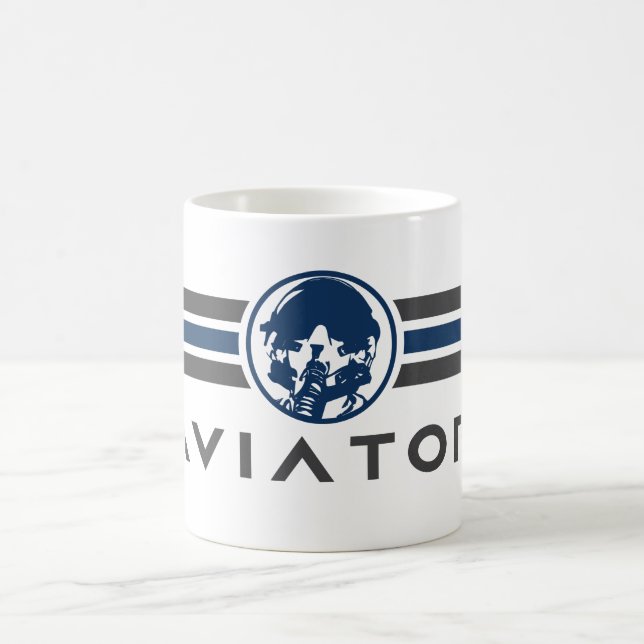 Aviäre Logo mit Kämpfer-Pilot-Helm Tasse (Mittel)