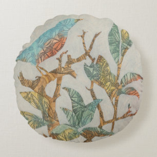 Aviary-Collage I Rundes Kissen