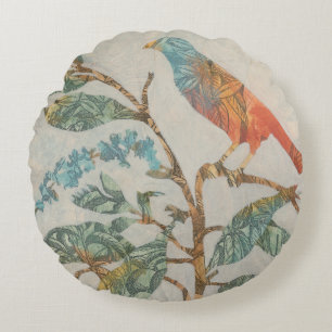Aviary-Collage II Rundes Kissen
