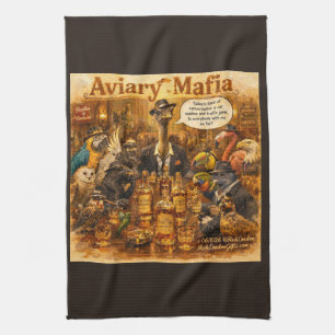 Aviary Mafia Cartoon – Feder-Familien-Mafia-Humor Geschirrtuch