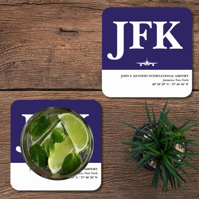 Aviation Airport Code Airplane Blue White Pilot Rechteckiger Pappuntersetzer (Von Creator hochgeladen)