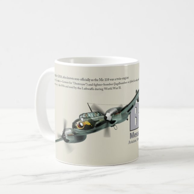 Aviation Art Mug "Messerschmitt Bf 110" Tasse (Vorderseite Links)