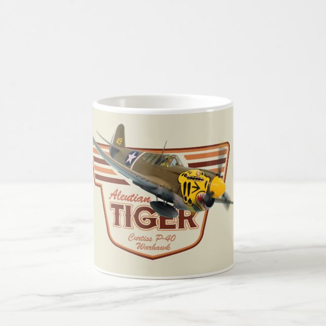Aviation Art Mug " P-40 Warhawk　Aleutian Tiger" Kaffeetasse (Mittel)