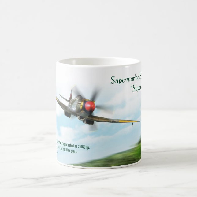 Aviation Art Mug "Supermarine Spitfire Mk. XVIII" Kaffeetasse (Mittel)