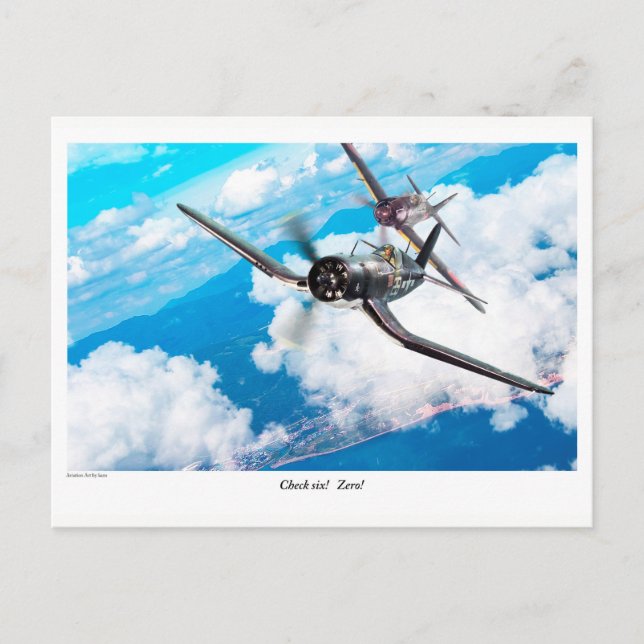 Aviation Art Postcard "F4U Corsair" Postkarte (Vorderseite)