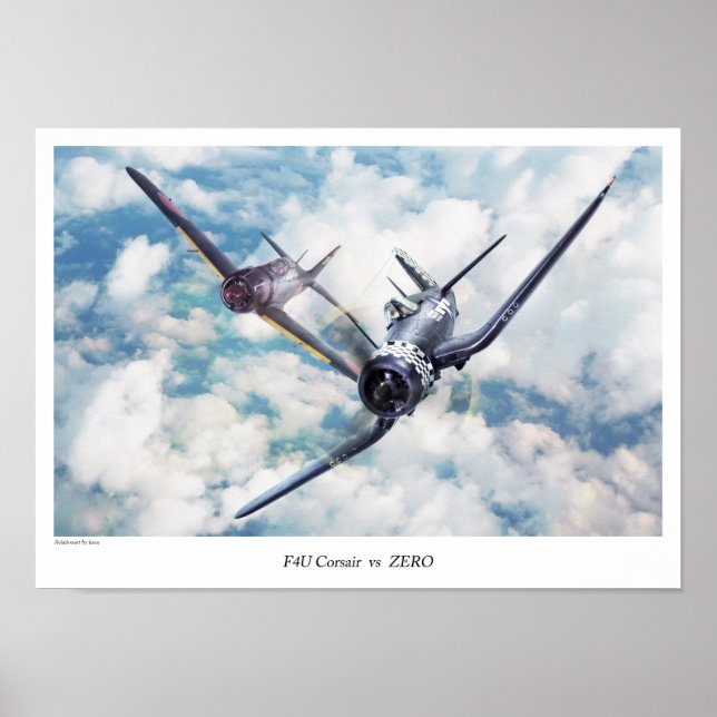 Aviation Art Poster "F4U Corsair r" (Vorne)