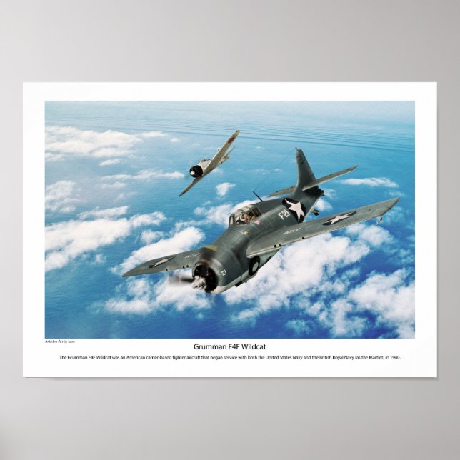 Aviation Art Poster "Grumman F4F Wildcat" (Vorne)