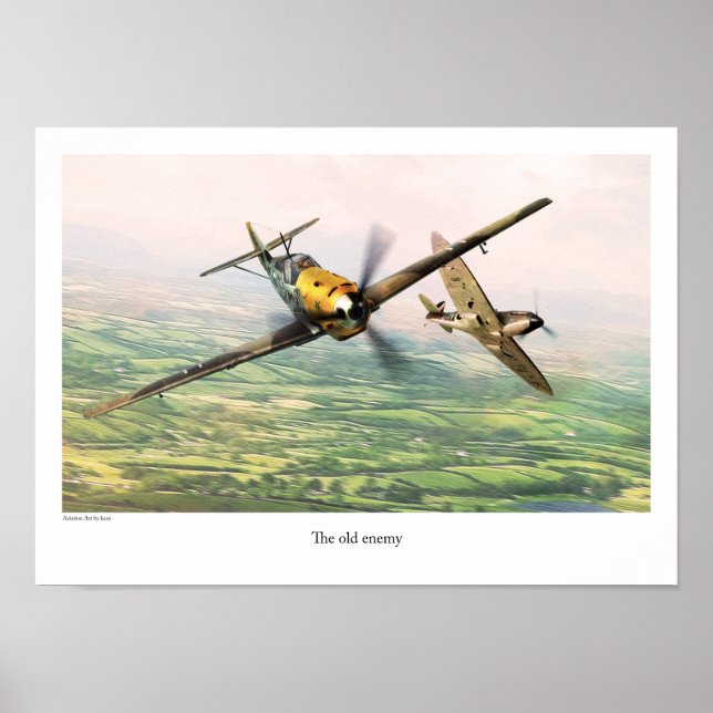 Aviation Art Poster "Messerschmitt Bf 109" (Vorne)