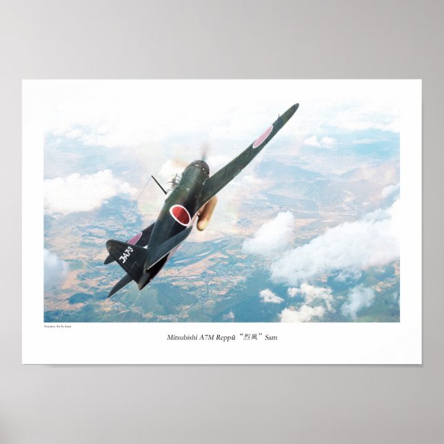Aviation Art Poster "Mitsubishi A7M Reppū" (Vorne)