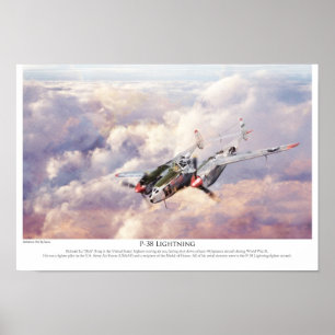 Aviation Art Poster "P-38J Lightning"