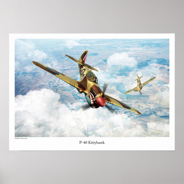 Aviation Art Poster "P-40  Kittyhawk" (Vorne)