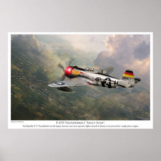 Aviation Art Poster "P-47D Thunderbolzen "Saucy Su (Vorne)