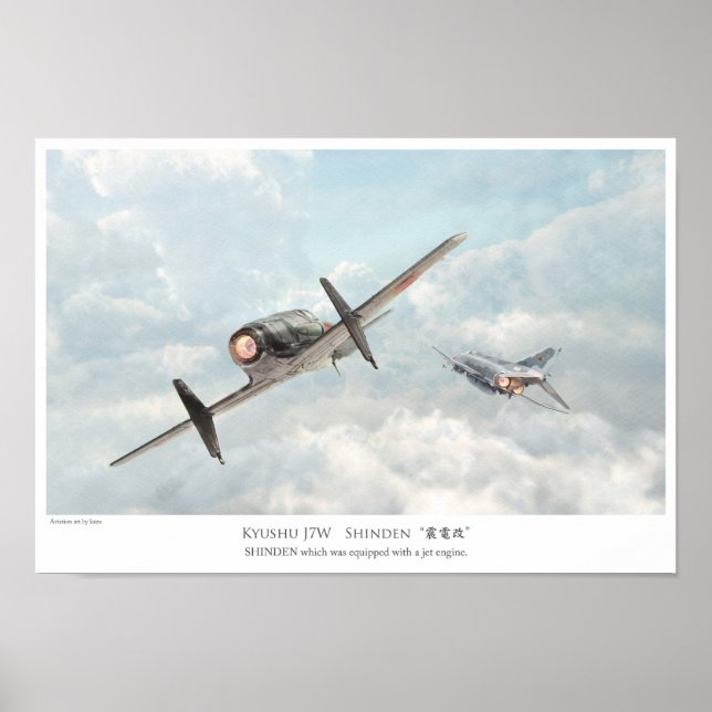 Aviation art Poster SHINDEN hat einen Jet-Motor an (Vorne)