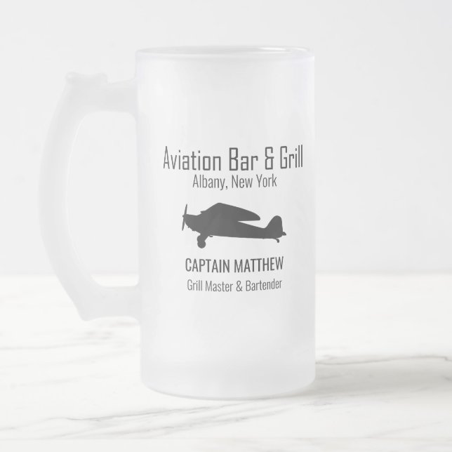 Aviation Bar & Grill Bierbrillen Mattglas Bierglas (Links)