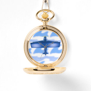 Aviation Blaues Flugzeug Armbanduhr