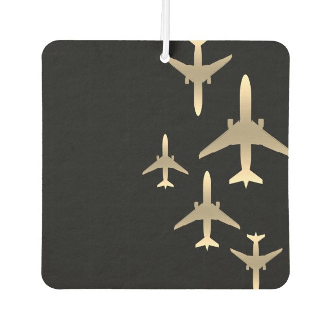Aviation Gold Airplanes Air Freshener Autolufterfrischer (Vorderseite)