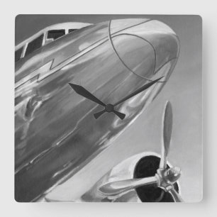 Aviation Icon: Up-Close View Quadratische Wanduhr