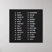 Aviation Phonetic Alphabet Code - Schwarz & Weiß
