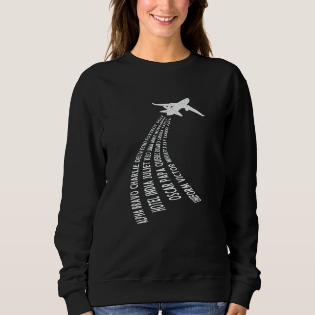Aviation Pilot Airplane Phonetic Alphabet Wordclou Sweatshirt (Vorderseite)