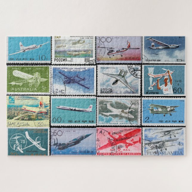 Aviation Postage Briefmarke Collage Jigsaw Puzzle (Horizontal)