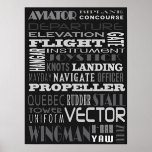 Aviator Alphabet Subway Art Poster