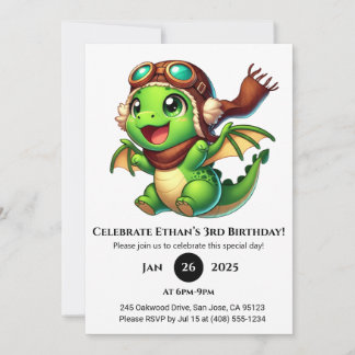 Aviator-Baby-Drache Geburtstag Einladung