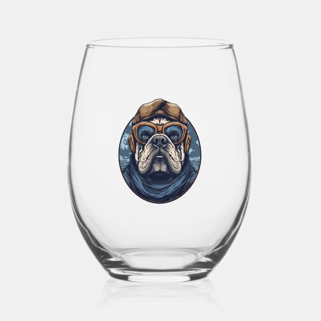 Aviator Bulldog Weinglas Ohne Stiel (Vorderseite)
