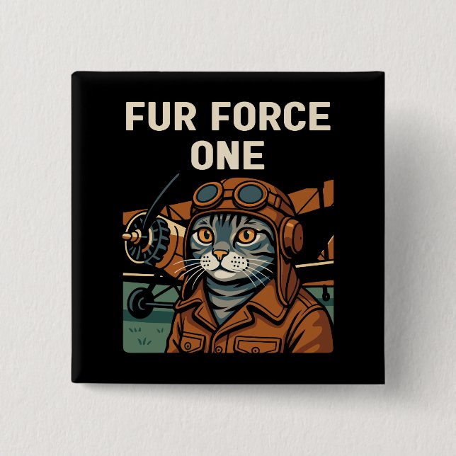 Aviator Cat Flying Felleiter Button (Vorderseite)