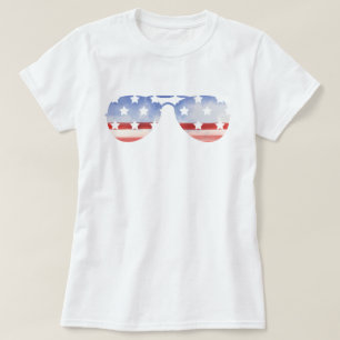 Aviator Glasses Flag Patriotic 4. Juli T-Shirt