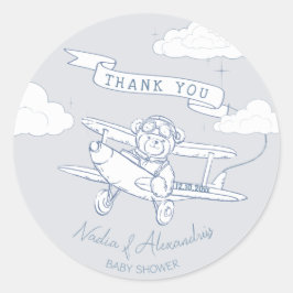 Aviator Pilot Airplane Precious Cargo Baby Shower Runder Aufkleber