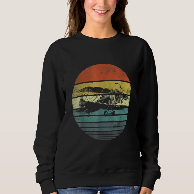 Aviator Pilot   Retro Bi Plane Airplane Aviation Sweatshirt (Vorderseite)