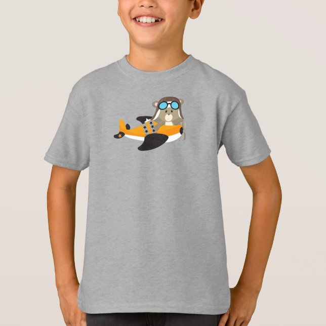Aviator, Pilotenbär, Niedlicher Bär, Flugzeug T-Shirt (Vorderseite)