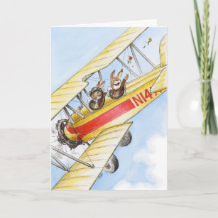 Aviator Rabbit Couple Grußkarte Karte