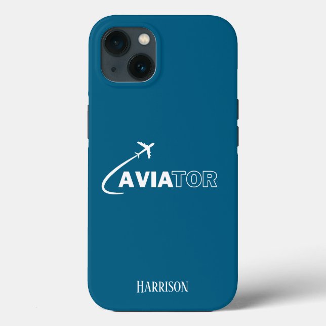 Aviator und Flugzeug,Minimalistisch,Monogramm-Init Case-Mate iPhone Hülle (Rückseite)