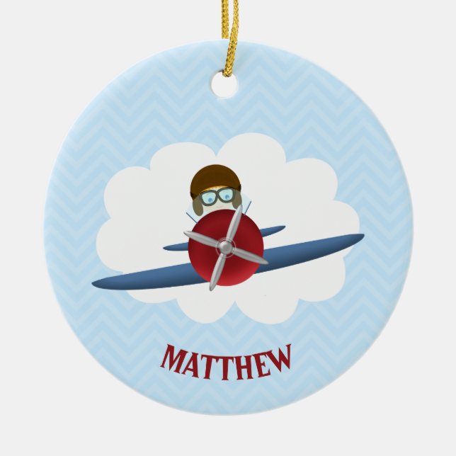 Aviator und sein Flugzeug Keramikornament (Vorne)
