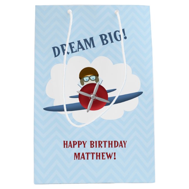 Aviator und sein Flugzeug Mittlere Geschenktüte (Vorderseite)