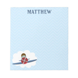 Aviator und sein Flugzeug Notizblock