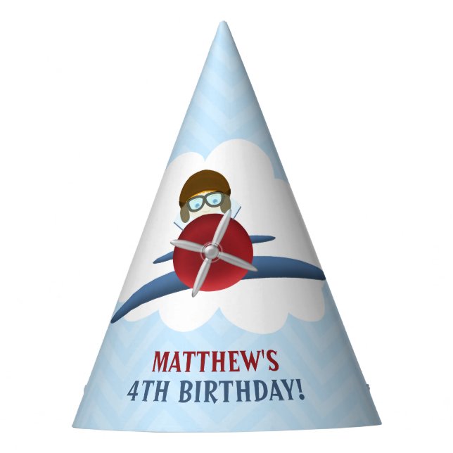 Aviator und sein Flugzeug Partyhütchen (Vorderseite)