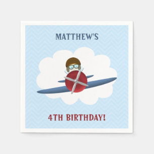 Aviator und sein Flugzeug Serviette