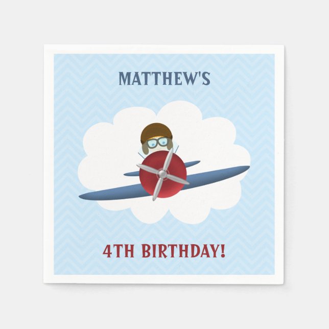 Aviator und sein Flugzeug Serviette (Vorderseite)